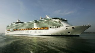 The world's largest ocean liner, the 'Liberty of the Seas' arrives at the Port of Southampton