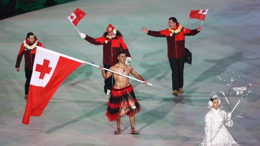 Shirtless Tongan Makes Winter Games Appearance