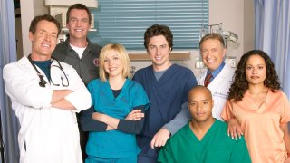 Zach Braff, Sarah Chalke, Donald Faison, Ken Jenkins, John C. McGinley, Judy Reyes and Neil Flynn as the Janitor.