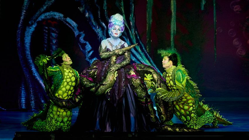 Jennifer Allen- Brandon Roach and Frederick Hagreen in Disneys THE LITTLE MERMAID Photo by Steve Wilson CROP