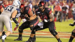 Offensive lineman Keith Ismael was the first Aztec to be selected in the 2020 NFL Draft. (Photo by Alan Smith/Icon Sportswire via Getty Images)