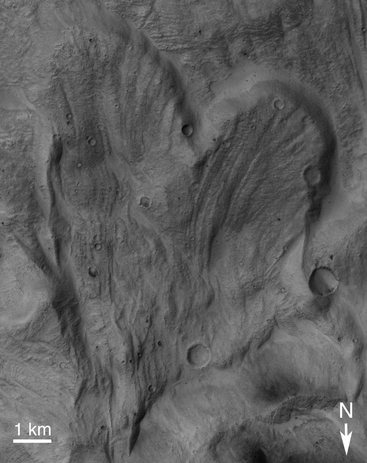 "This picture was taken by the Context Camera (CTX) on the Mars Reconnaissance Orbiter (MRO) spacecraft on January 10, 2017. The feature is located at 3.53°S, 71.4°W in Ophir Chasma." Released in 2017.