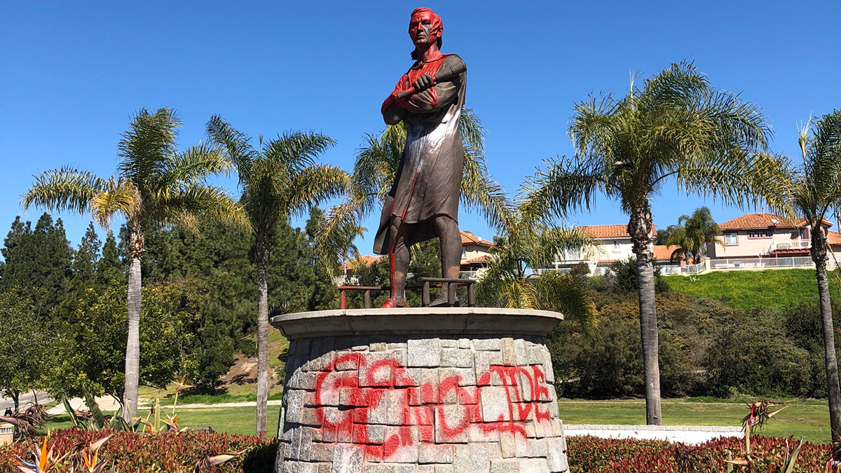 Christopher Columbus Statue Vandalized in Chula Vista Park NBC 7 San