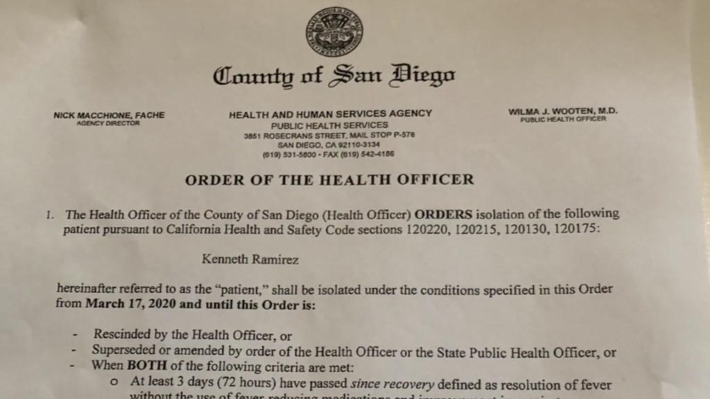 San DIego County Coronavirus Isolation Notice