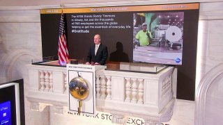 On behalf of The New York Stock Exchange, Kevin Fitzgibbons, Chief Security Officer, rings The Opening Bell on Thursday, April 9, 2020 in New York.