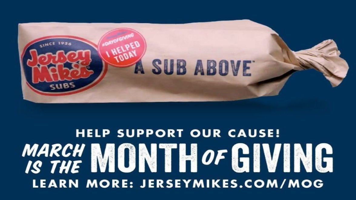 March is the Month Of Giving at Jersey Mike’s Subs NBC 7 San Diego