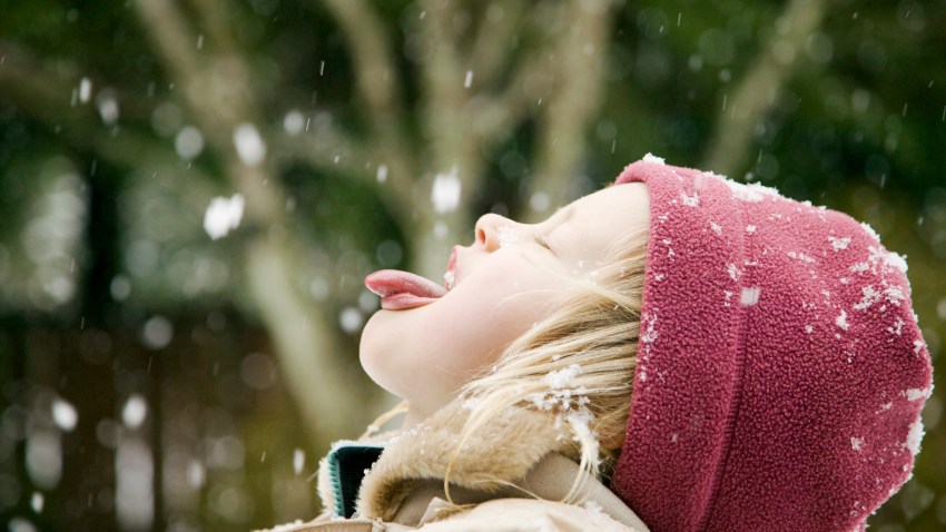 PHI girl catches snow with her tongue