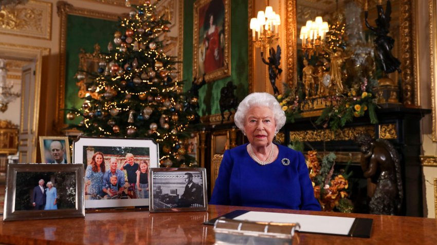 In this image released Tuesday Dec. 24, 2019, Britain’s Queen Elizabeth II poses for a photo, while recording her annual Christmas Day message to the nation, at Windsor Castle, England.