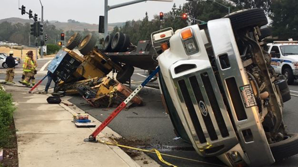 Truck Flips Over in Crash on El Camino Real in Carlsbad NBC 7 San Diego