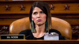 Then-Rep. Kristi Noem of South Dakota listens during the House Ways and Means Committee hearing on the president's budget proposals for fiscal year 2018, May 24, 2017.