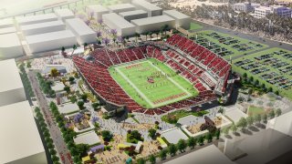 A rendering of the SDSU Stadium proposed for Mission Valley