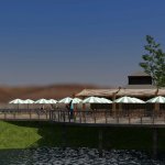 A rendering of a new dining deck under construction at Santee Lakes