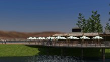 A rendering of a new dining deck under construction at Santee Lakes