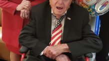 WWII veteran Sidney Walton at the Super Bowl on Feb. 2, 2020.