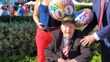 WWII veteran Sidney Walton at the Super Bowl on Feb. 2, 2020.