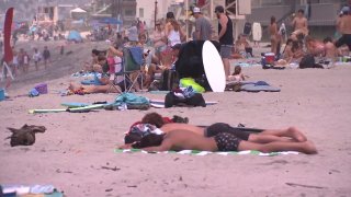 Beachgoers in Carlsbad