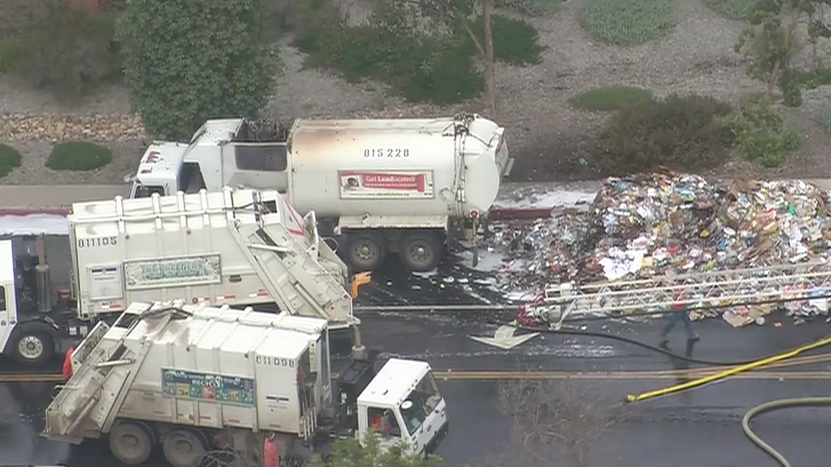 Trash Load in Garbage Truck Catches Fire NBC 7 San Diego
