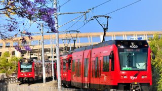 An MTS trolley in Mission Valley