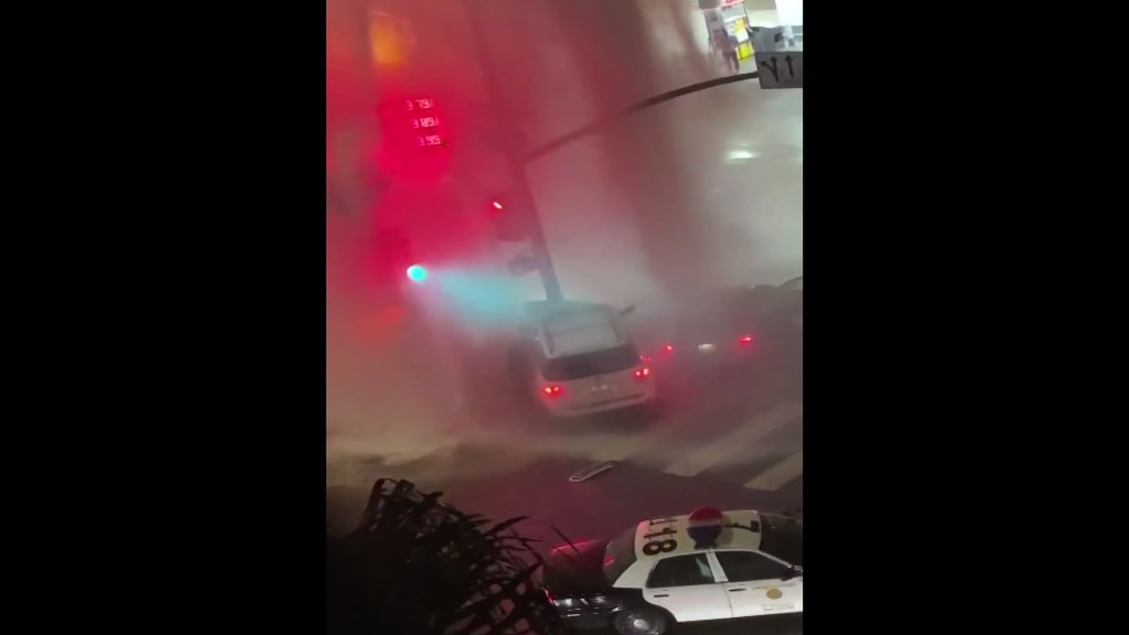 Sheared Fire Hydrant Spews Water After Car Crash Nbc 7 San Diego