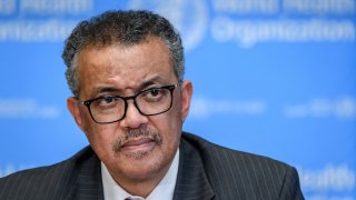World Health Organization (WHO) Director-General Tedros Adhanom Ghebreyesus attends a daily press briefing on COVID-19, the disease caused by the novel coronavirus, at the WHO heardquaters in Geneva on March 11, 2020.