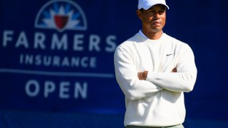 LA JOLLA, CA – JANUARY 24: Tiger Woods looks on from the 11th hole on the South Course during the second round of the Farmers Insurance Open golf tournament at Torrey Pines Municipal Golf Course on January 24, 2020. (Photo by Brian Rothmuller/Icon Sportswire via Getty Images)
