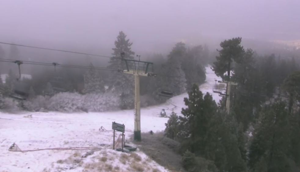 A screengrab from our Big Bear Camera shows the first significant snowfall of the year on Wednesday Nov. 20, 2019.