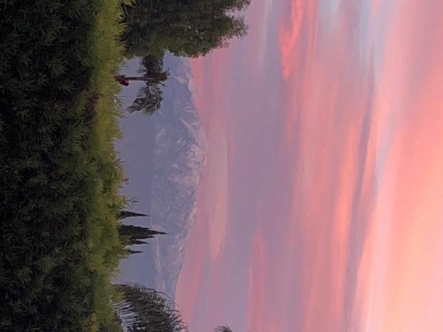 A view of the snow-covered mountains in the distance as seen from Hacienda Heights Dec. 2, 2019.