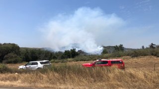 A Brush Fire burning on Camp Pendleton on June 3, 2020.