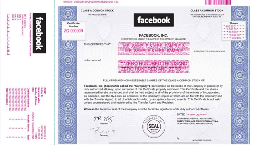 facebook stock certificate