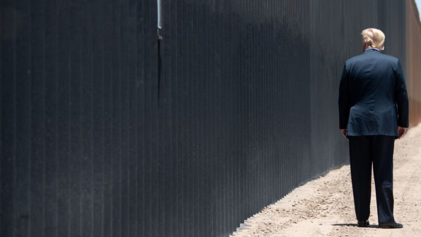 President Donald Trump participates in a ceremony commemorating the 200th mile of border wall at the international border with Mexico in San Luis, Arizona, June 23, 2020.