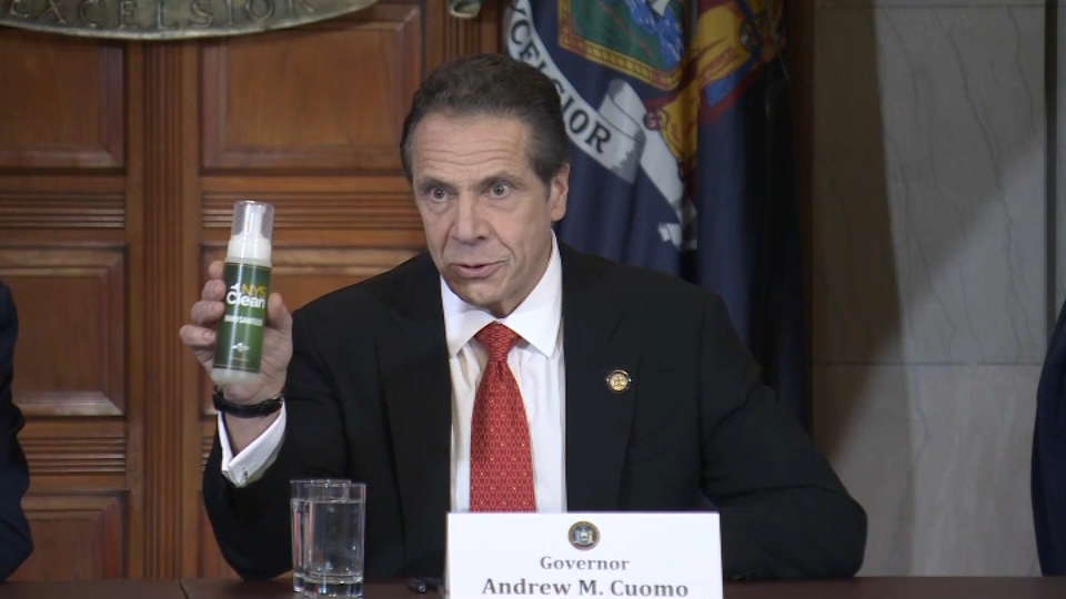 Cuomo announces state hand sanitizer.