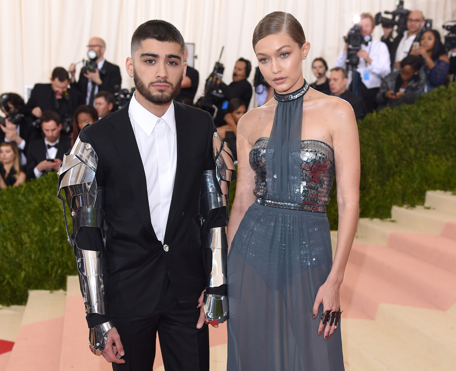 In this May 2, 2016, file photo, Gigi Hadid and Zayn Malik arrive for the "Manus x Machina: Fashion In An Age Of Technology" Costume Institute Gala at Metropolitan Museum of Art in New York City.