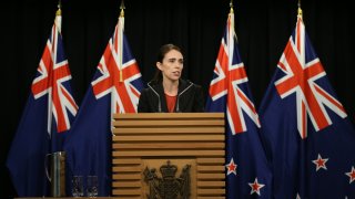 In this March 15, 2019, file photo, Prime Minister Jacinda Ardern speaks to media during a press conference at Parliament in Wellington, New Zealand.