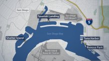 An image of the parking lots along the San Diego Bay that will open on Thursday, May 21, 2020.