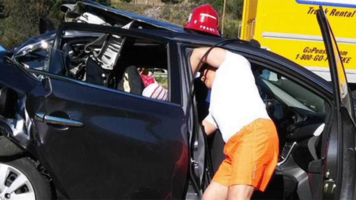 Images Plane Crashes Into Car on Interstate 15 in San