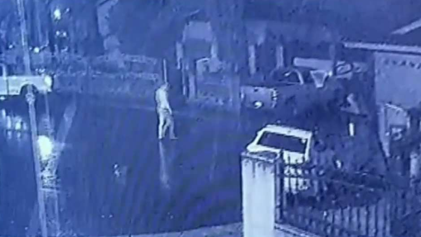 A Riverside couple chased after a man who was caught on camera in their driveway in Riverside.