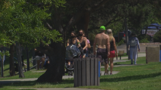 people walking path at Santee Lakes