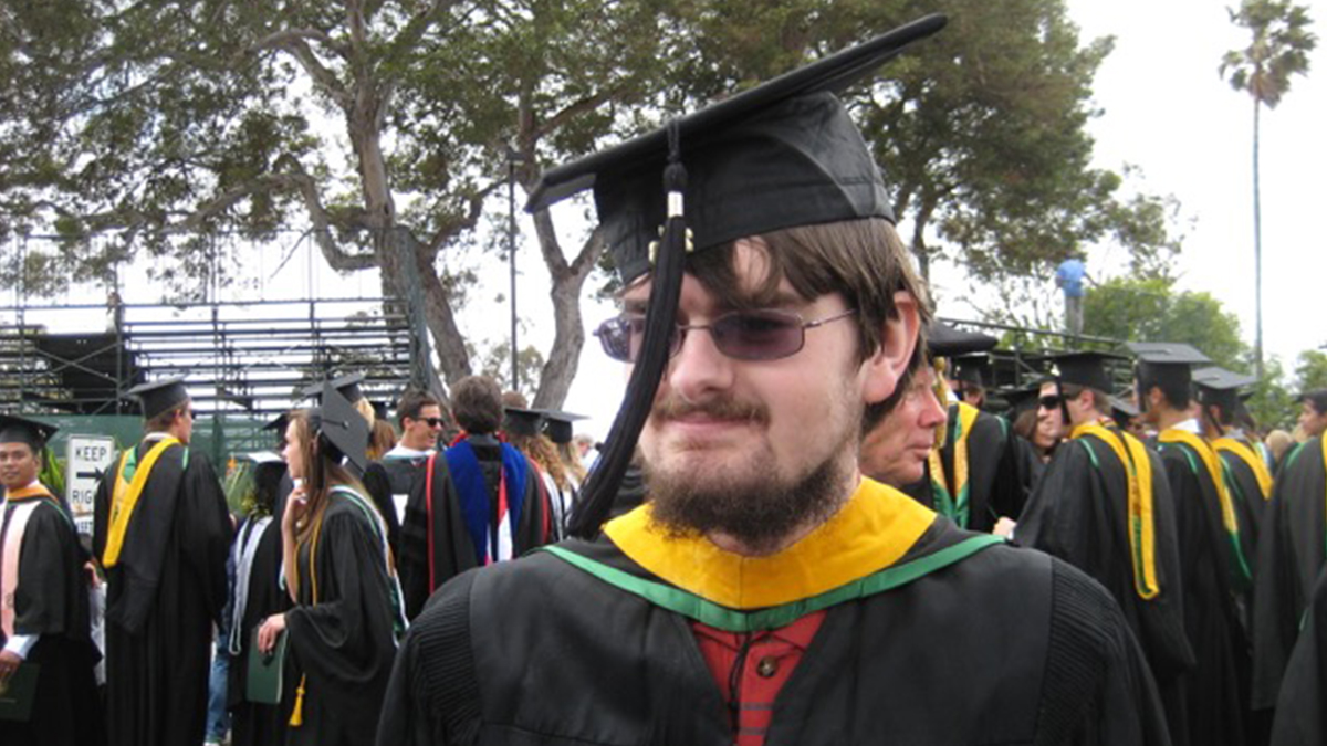 Stephen Kay on graduation day at Point Loma Nazarene University in 2013.