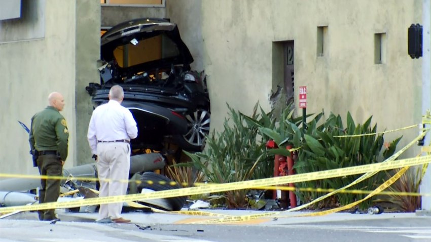 Stolen Tesla Crashes Splits In Half In Fiery Multi Car