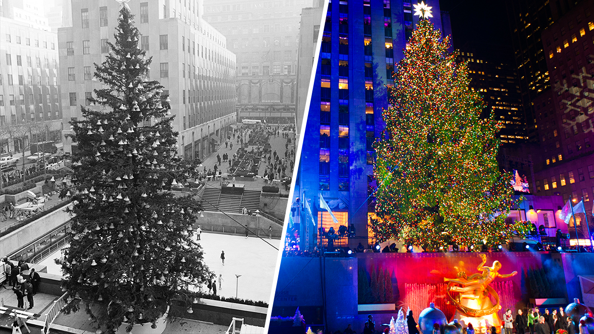 The Rockefeller Center Christmas trees in 1966, left, and in 2012.