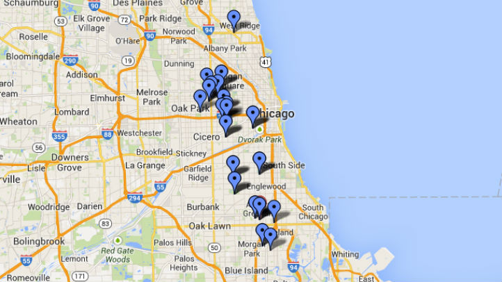 6 Dead 27 Wounded In Chicago Weekend Shootings NBC 7 San Diego   Violence Map 8 18 