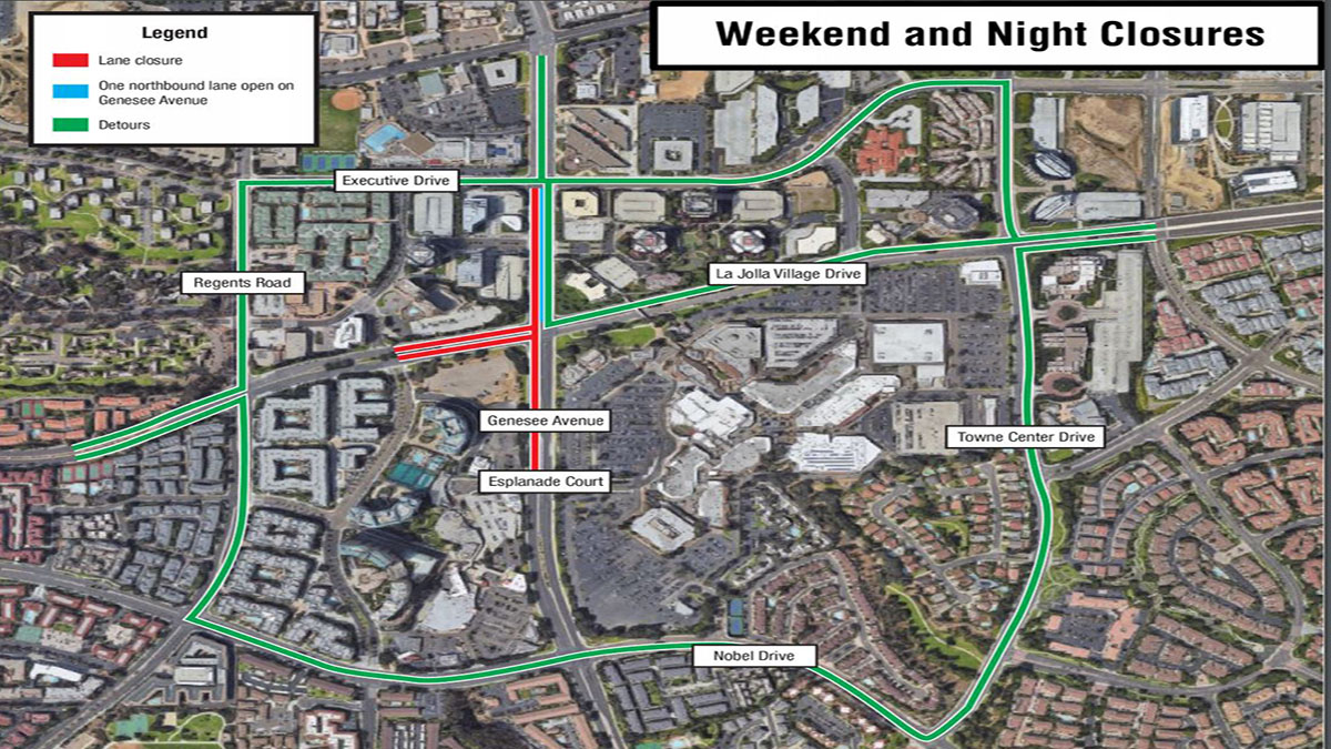 Closures Planned for La Jolla Village Drive and Genesee Avenue