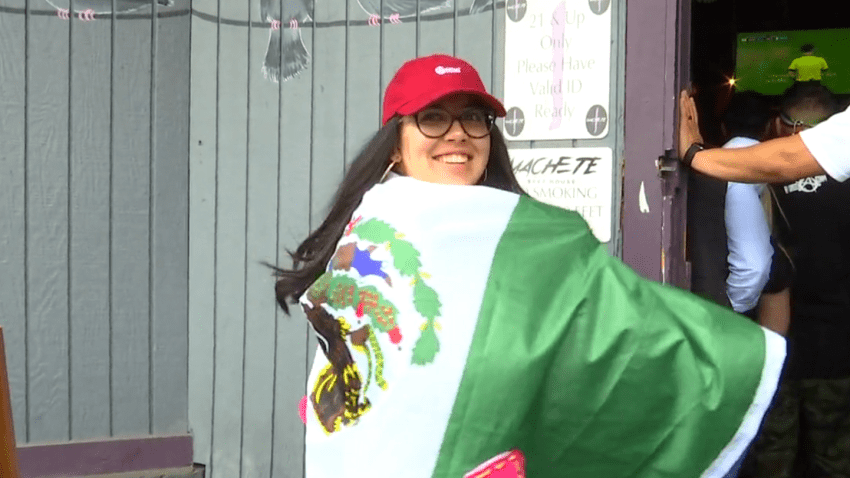 woman with mexican flag