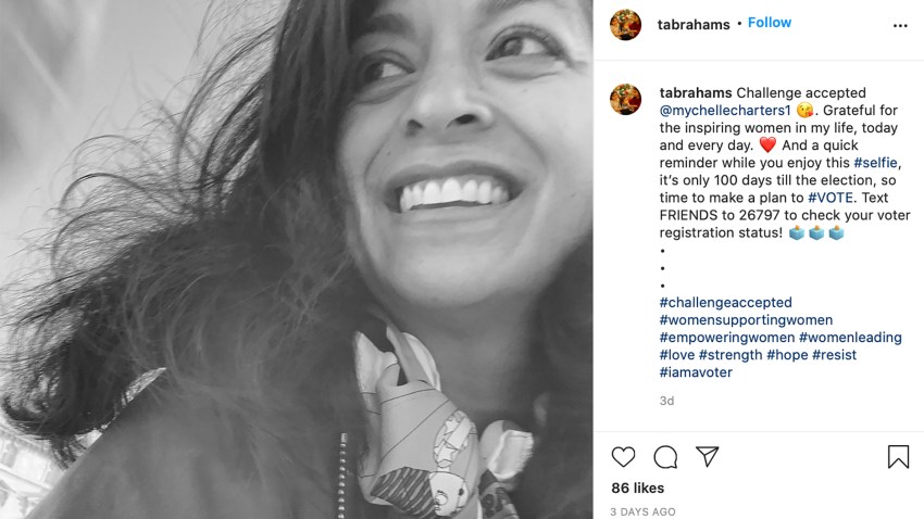 This image provided by Tara Abrahams shows her Instagram post with the #challengeaccepted