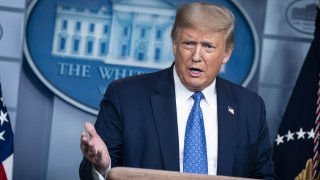 In this July 22, 2020, file photo, U.S. President Donald Trump speaks during a news conference in the James S. Brady Press Briefing Room at the White House in Washington, D.C.