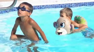 Kids playing in a swimming pool