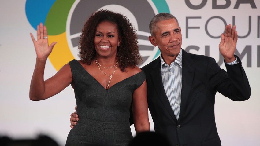 Former U.S. President Barack Obama and former first lady Michelle Obama close the Obama Foundation Summit at the Illinois Institute of Technology, Oct. 29, 2019, in Chicago.