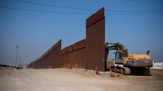 In this file photo, construction is seen on the secondary fence that separates the United States and Mexico in the San Diego Sector on August 22, 2019 in San Diego, CA.