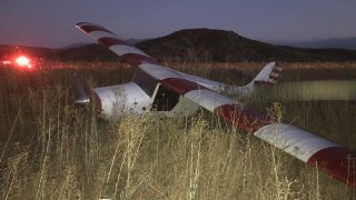 A plane made a hard landing in a field near Jamul Casino on July 22, 2020.