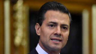 In this March 3, 2015, file photo, Mexico's President Enrique Pena Nieto delivers an address to members of the British All-Party Parliamentary Group at the Houses of Parliament in London, England.